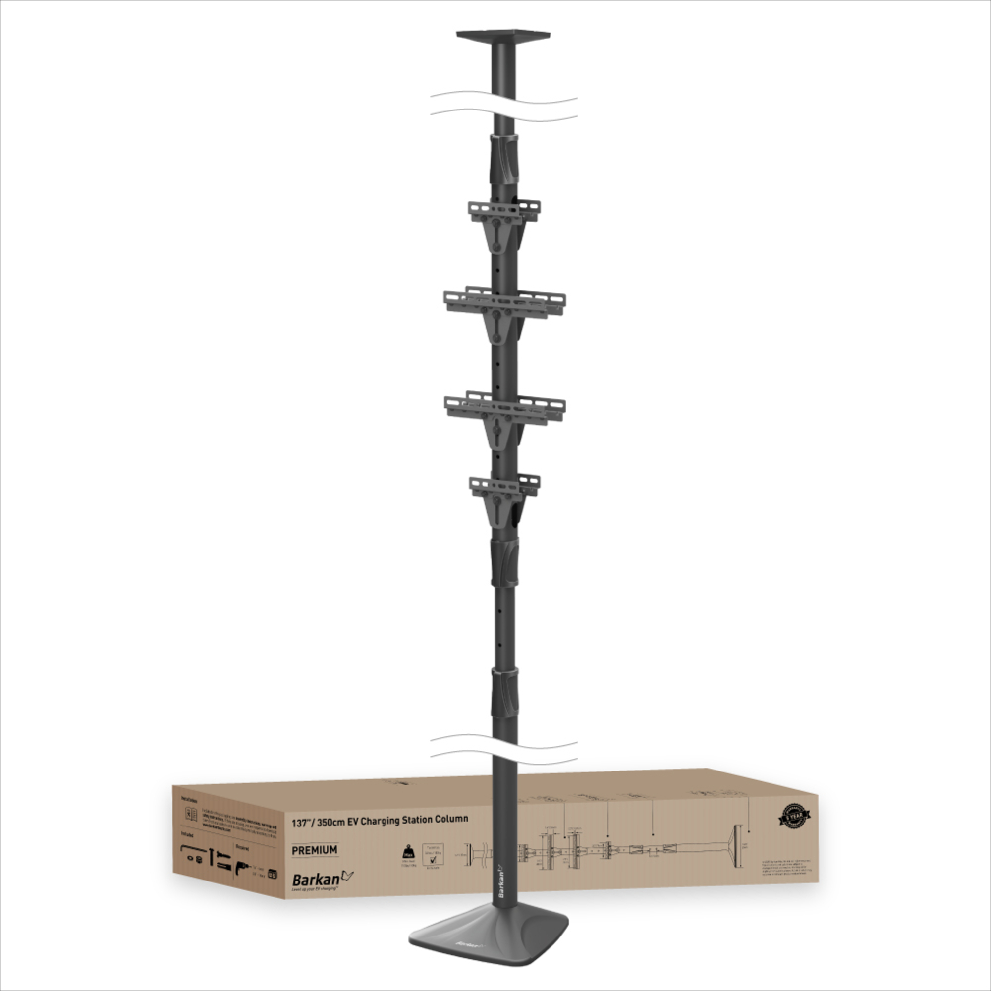 137" Telescopic, Dual EV Charger Pedestal - EVF35NT
